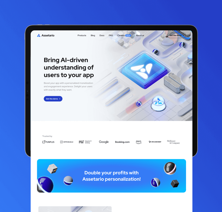 Assetario – website for the best in class platform for app personalization - image cover