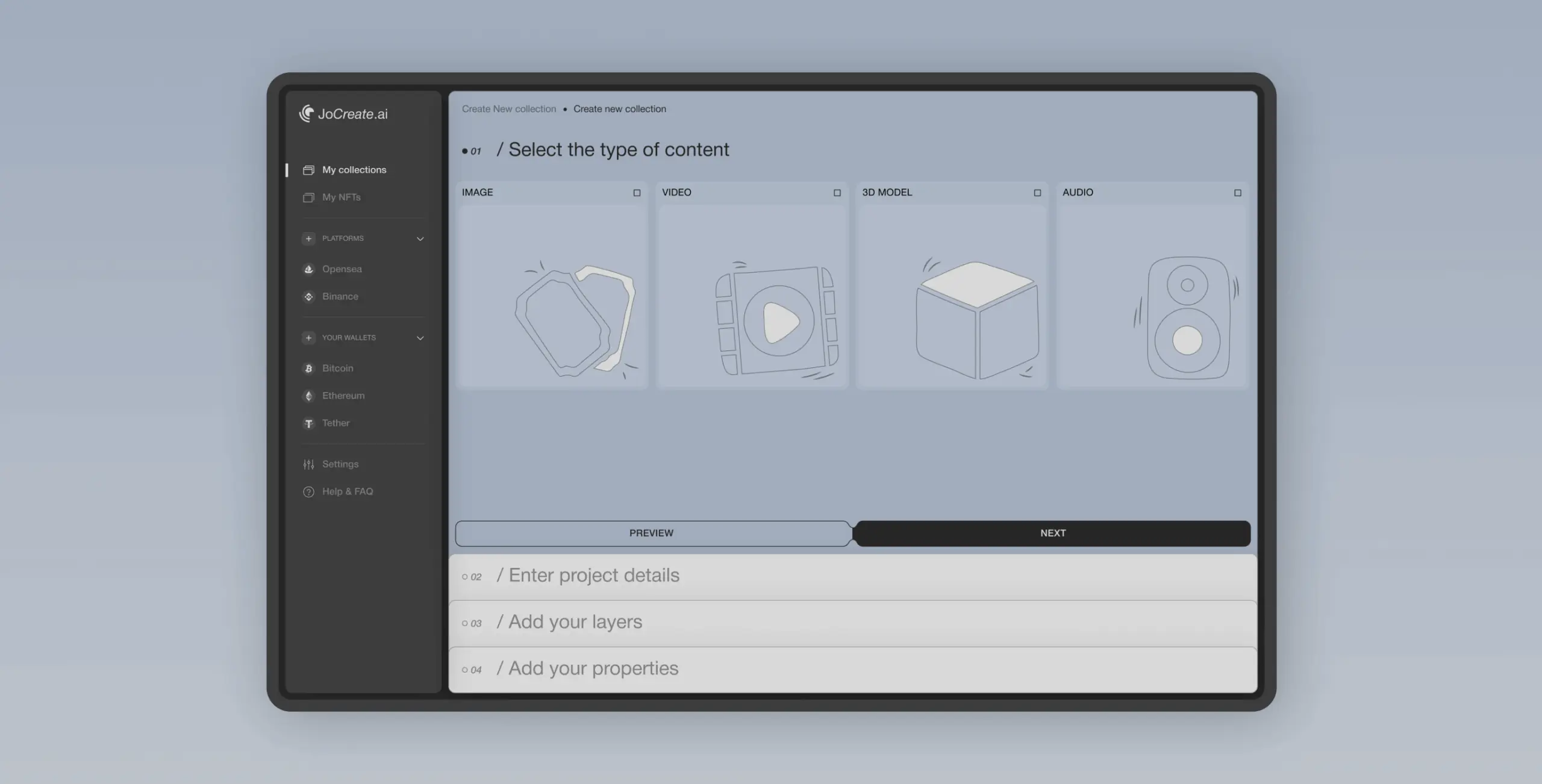 JoCreate – application for creating NFT collections - Website Development - Photo 14