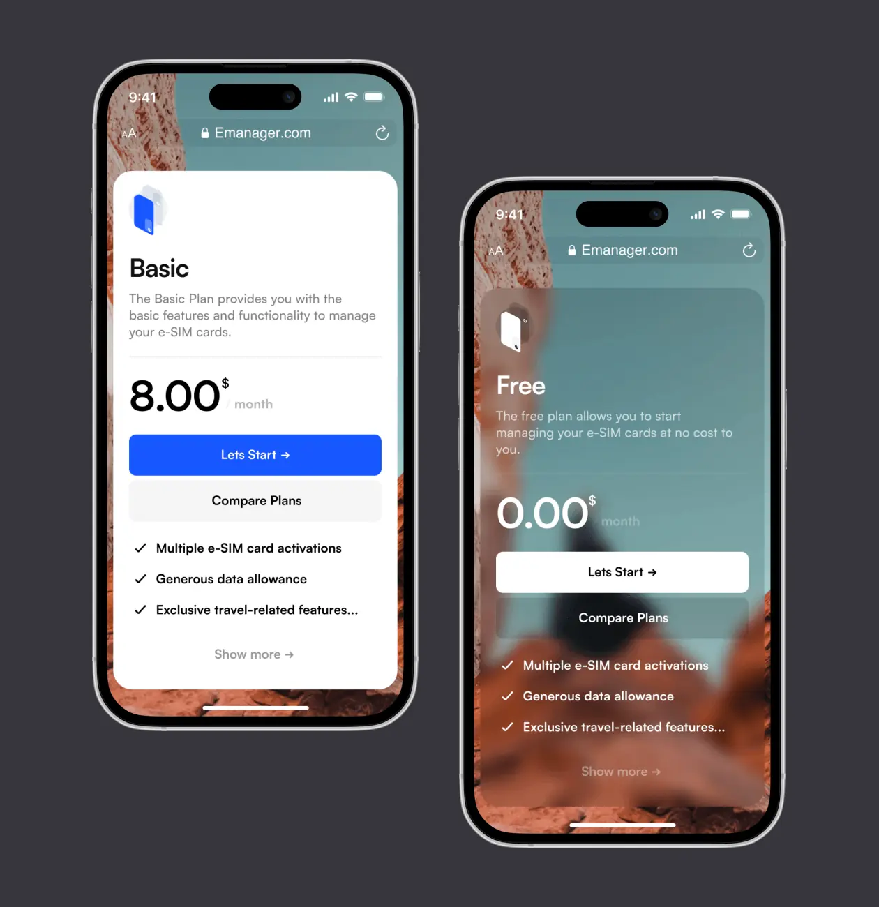 E-manager – promo website for mobile app for e-sim management - Website Development - Photo 17