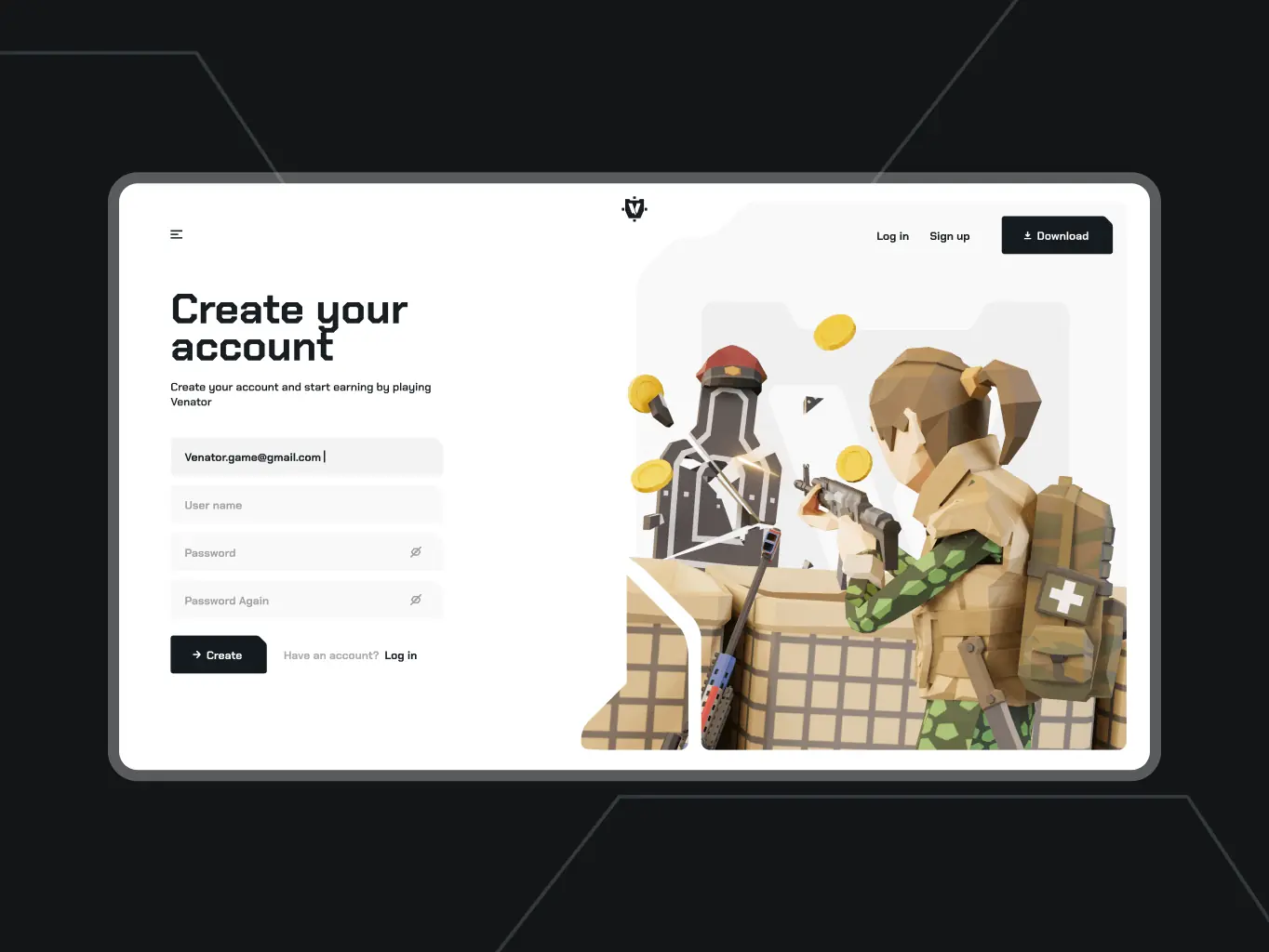 VENATOR – promo site for a futuristic crypto game - Website Development - Photo 9
