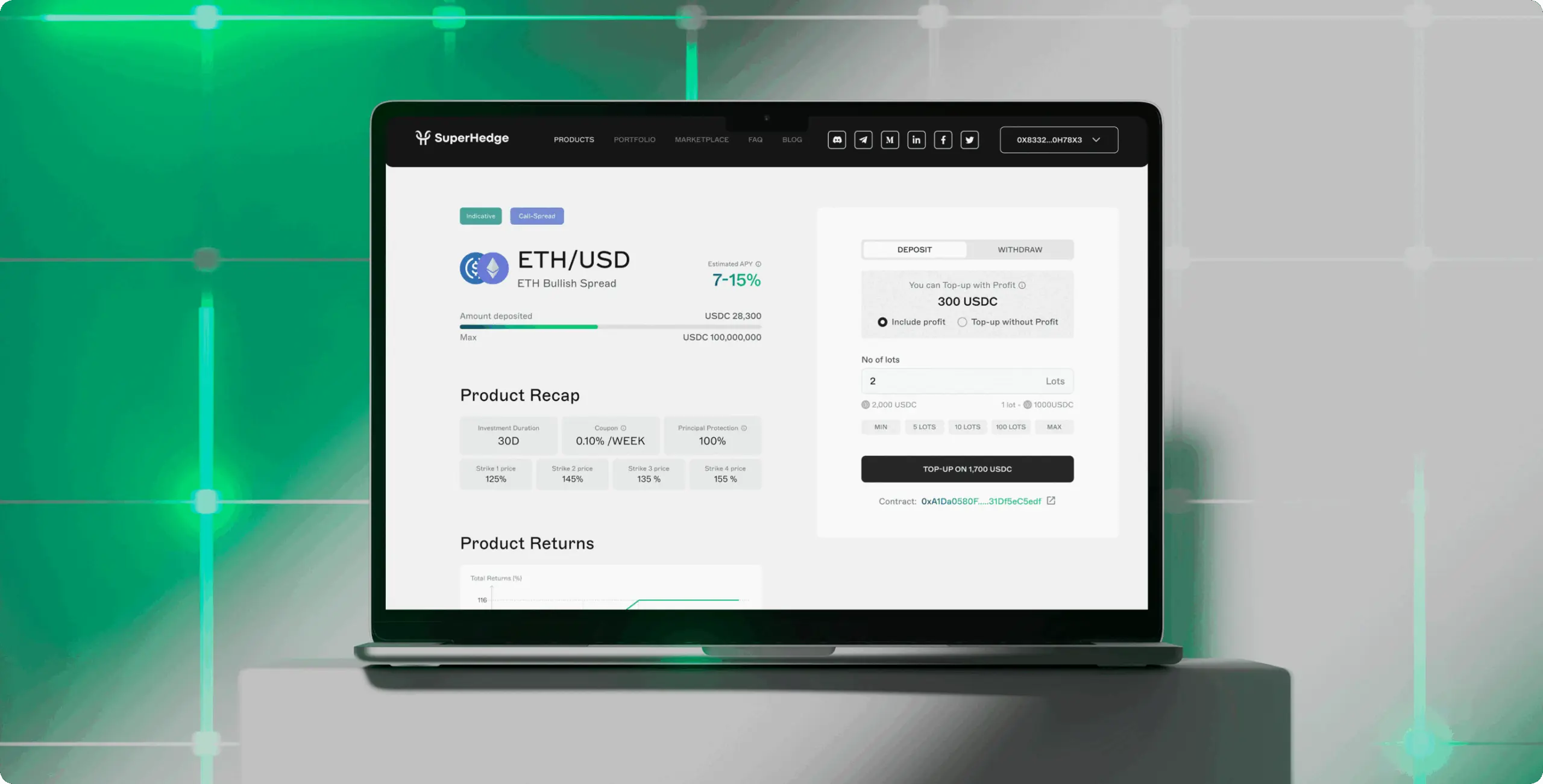 SuperHedge – principal-protected DeFi structured vaults - Website Development - Photo 1