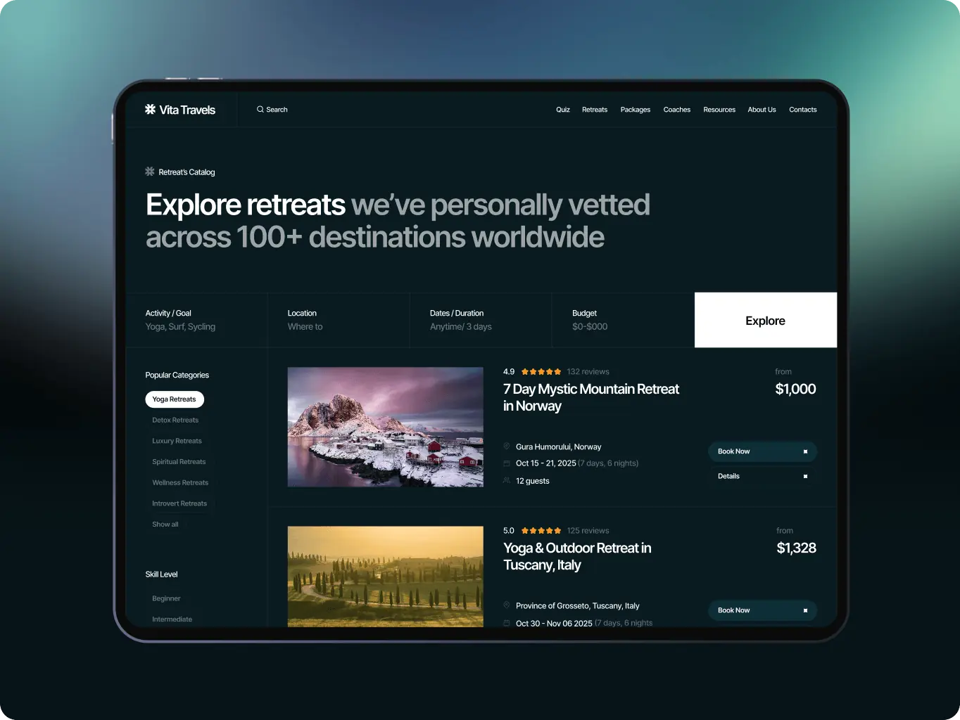 Vita Travels – turning a scattered wellness-travel search into one curated marketplace - Website Development - Photo 20