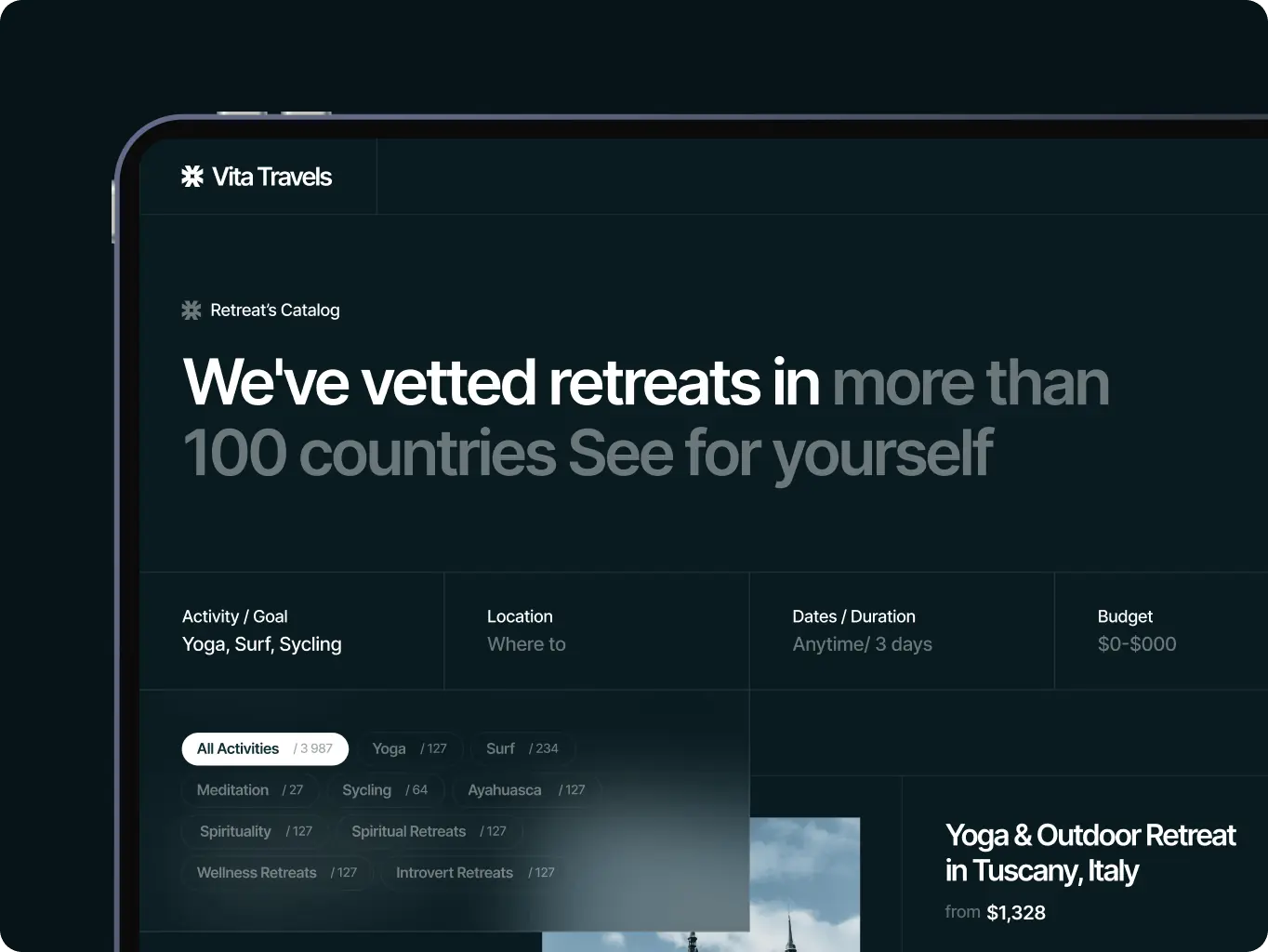 Vita Travels – turning a scattered wellness-travel search into one curated marketplace - Website Development - Photo 21